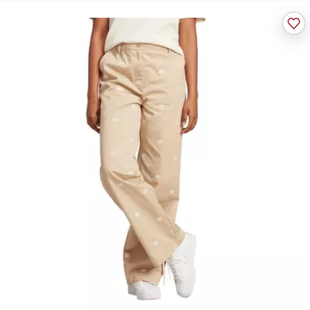 adidas Women's Originals All Over Mini Crest Chino Pant - Beige Size 16